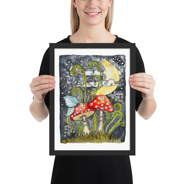 Mushroom Night - watercolor print