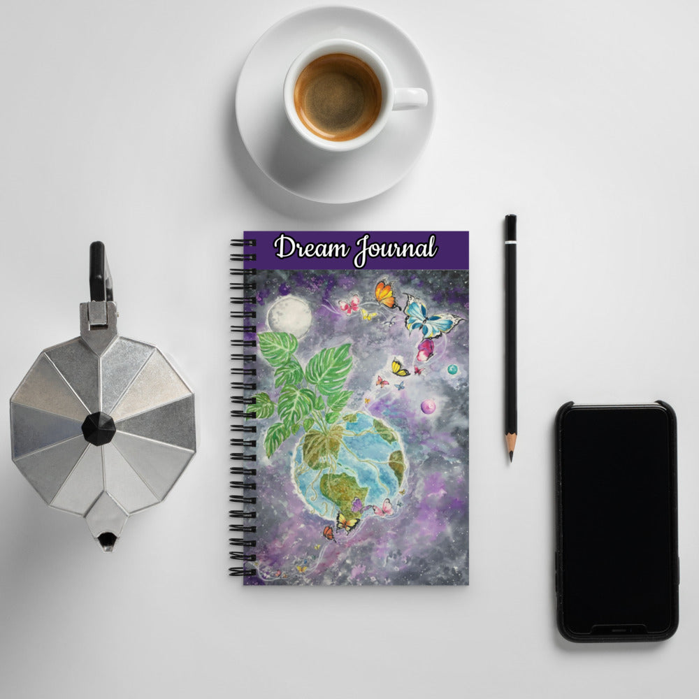 Dream Journal with Space Monstera Artwork- Spiral notebook